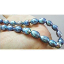 Collana di perle barocche tahitiane nere e blu da 18 pollici