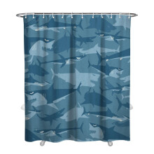 Cortina Shark World em poliéster impermeável, 183 x 213 cm (72 x 84 polegadas)