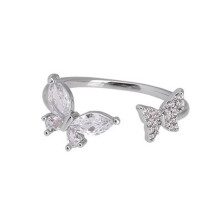 Women 925 Sterling Silver Two Butterfly Cubic Zirconia Thumb Ring Stress Anxiety Rings Women's Jewelry Lady Birthday Mother's Day Gifts