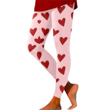 Női Valentin-napi leggings, pamut, egyenes szárú harisnya, aranyos szívmintás sportruházat, bélelt tavaszi ruhák #03Pink & S méret