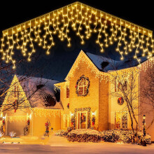 Guirlande lumineuse LED stalactite, 120 ampoules blanc chaud, 4 m, 8 modes, étanche, économe en énergie, décoration de Noël