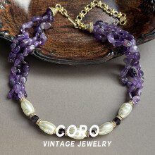 Coro Vintage Niche Design Leichte Luxus Premium Frühling/Sommer Mehrlagige Halskette aus natürlichem Amethyst für Damen