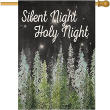 Kerstboomvlag Stille Nacht Heilige Nacht 28x40 inch, zwart en groen, kerststal, landelijke buitendecoratie