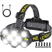 Oplaadbare hoofdlamp, 22000LM10-LED, 8+2 standen + rood licht, waterdicht voor hardlopen, jagen, kamperen en wandelen.