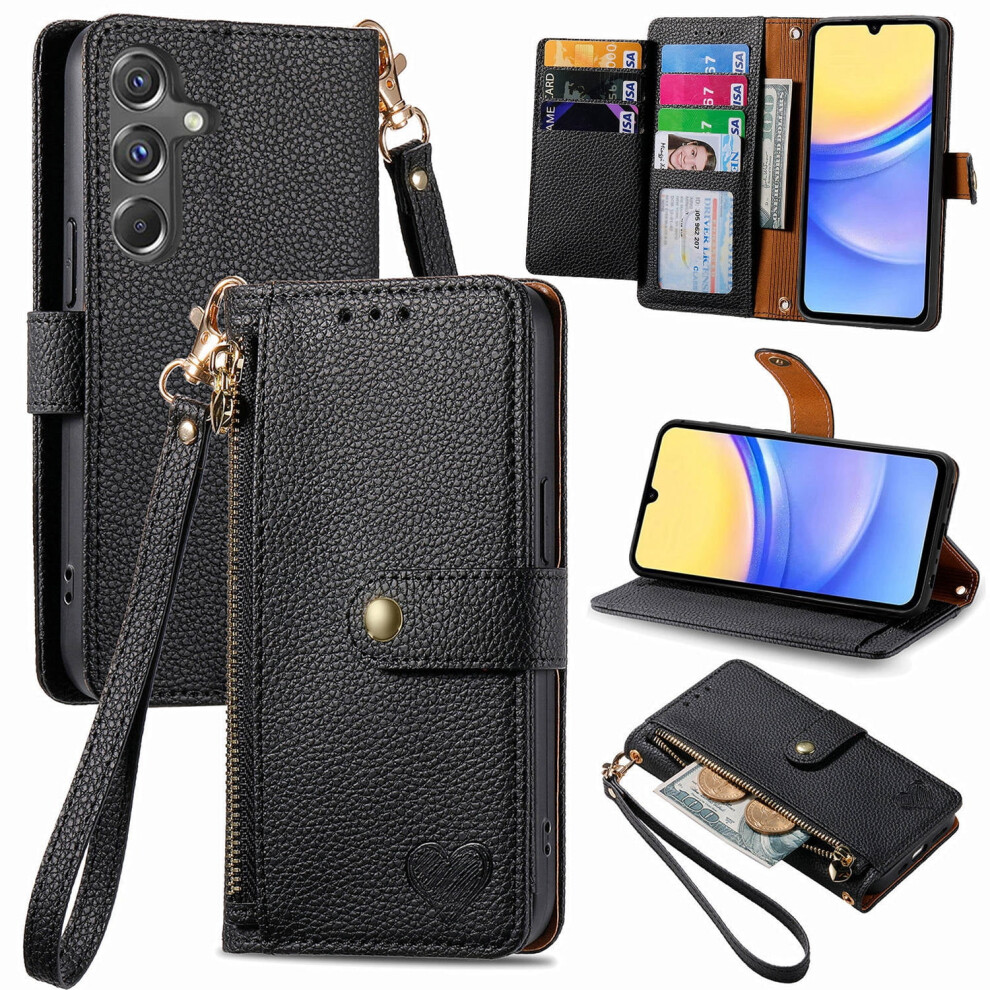 Wallet Leather Phone Case For Compatible With Samsung Galaxy A54 A34 A24 A14 Multi Card Zipper Phone Case 9489952962955