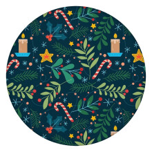 Nappe ronde à imprimé de Noël joyeux, 112 cm (44 pouces), matériau durable avec ourlet élastique pour une mise en place stable lors des fêtes.
