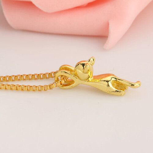 Silver Plated Jumping Cat Pendant Necklace 2 pcs 2
