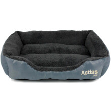 Actiaspet Dog Bed in Grey Faux Fur Fleece Medium