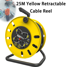 25M Yellow Power Cable Reel UK Plug Heavy Duty Extension Cord Reel