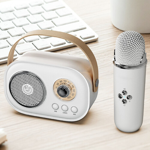 VALSEEL Μίνι Μηχανή Καραόκε – Φορητό ηχείο Bluetooth με μικρόφωνο, ρετρό στυλ χειρός, 1