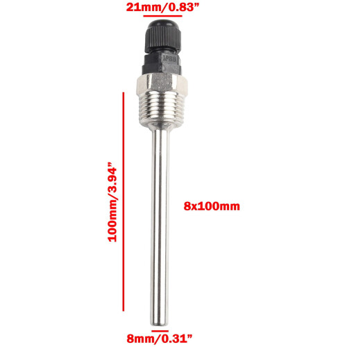 Θερμοφρέαρ από ανοξείδωτο χάλυβα L30-300mm1/2G σπείρωμα για αισθητήρες θερμοκρασίας, 1