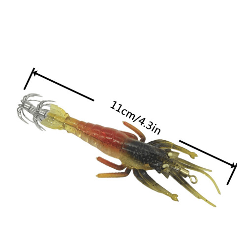 5 Stück PVC Garnelen-Tunfisch-Jigs Haken, 11 cm, Leuchtköder 1