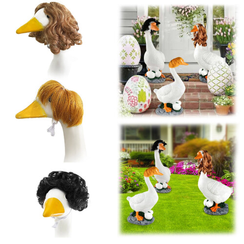 Conjunto de 3 peças de roupa de coelho da Páscoa para ganso de jardim de cimento/plástico de 23 polegadas – Decoração para varanda e jardim 1
