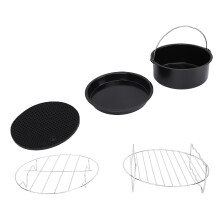 304 Edelstahl 8-Zoll-Fritteusen Zubehör-Set mit Kuchenform, Spießhalter und Rack