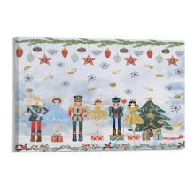 Christmas Watercolor Nutcracker Xmas Cartoon Canvas Prints Wall Art,Winter Scene Decor Wooden Framed for Living Room Bedroom Office 2416 inch