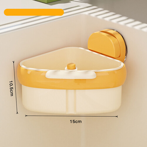 Triangular Suction Cup Sink Drainer Basket, Auto-Dumping Strainer Rack, Corner Trash Catcher for Kitchen (Orange) 2