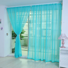 Plain Peacock Blue Gauze Curtains (2 pcs, 78.74x31.5in), Transparent Lightweight Door/Window Screens for Home & Office
