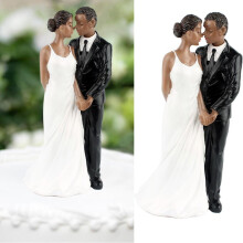 Statuette in resina di sposi neri – Decorazione per torta nuziale, regalo per fidanzamento, addio al nubilato, anniversario e San Valentino.