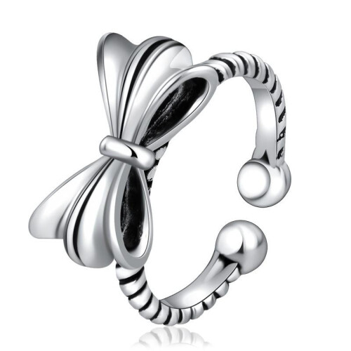 Inel din argint sterling cu fluture și zirconiu cubic