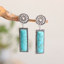 Retro New Unique Design Style Dangle Drop Earrings for Women Ethnic Bohemian Vintage Jewelry (Blue)