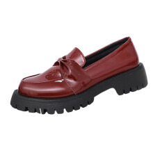 Women's Patent Leather Loafers British Style Round Toe