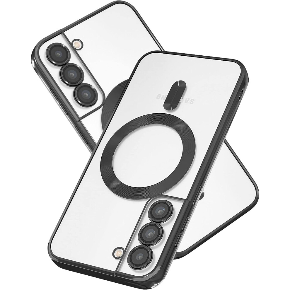 Magnetic Clear Slim Case For Samsung Galaxy S22 Â Electroplated, Shockproof, Camera Protection, Magsafe Compatible, Edge Black 9448483014090