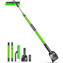 Snow Brush with Ice Scraper Extendable 360 Pivoting Green