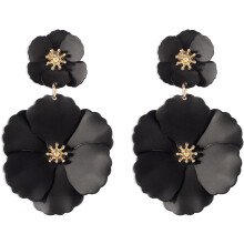 Flower Dangle Earrings Boho Layered Floral Petal Drop Earrings Statement Beach Large Double Flower Stud Earring for Women Statement Vacation Jewelry