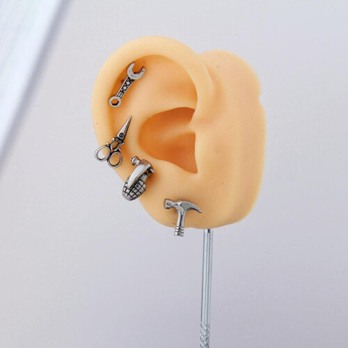 Σετ/ αξεσουάρ σκουλαρίκι Helix Cartilage Stud με επίπεδη πλάτη – Ανοξείδωτο ατσάλι, Unisex