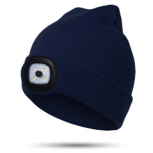 Morttic Barnehodelykt med 4LED-nattlys og lys, USB-oppladbar lue, høy lysstyrke, ultramyke klær (marineblå)