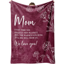 Soft Flannel Throw Blanket for Mom – 50"x60", Burgundy – Birthday, Mother’s Day, Christmas Gift from Daughter/Son – Compatible with All Homes