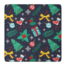 Nauwsluitend vierkant tafelkleed met kerstprint (36x36 cm), wasbare elastische rand voor een stevige pasvorm op feesttafels.