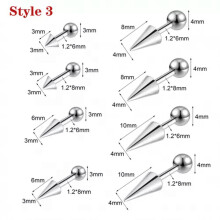 Stainless Steel Stud Earring 16G 18G 8mm