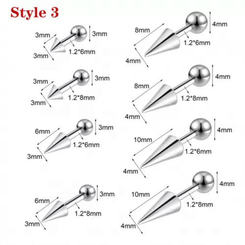 Stainless Steel Stud Earring 16G 18G 8mm