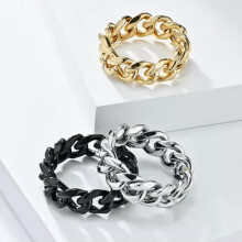 Cuban Link Spinner Ring Stainless Steel Unisex Gold