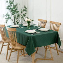 Slubby Texture Tablecloth, Water-Resistant & Anti-Wrinkle, Spillproof Soft Washable Christmas Table Cloth, 60x102", Hunter Green