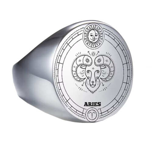 Stainless Steel Zodiac Constellation Ring – Size 10