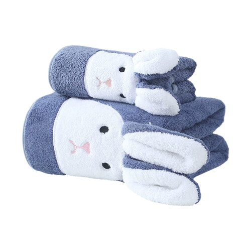 Bulk Bath & Hand Towels Set (2pcs) – Lightweight, Compact, Elegant Rabbit Design 1