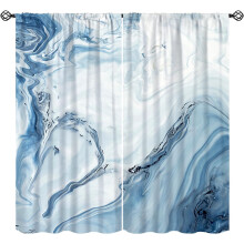 Gradient Blue Marble Curtains, Ombre Abstract Texture, Rod Pocket Thermal Insulated Drapes (2 Panels, 63"x63"), Compatible with Standard Rods