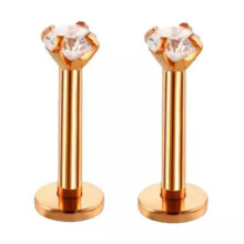 Anneaux de lèvre et d'oreille (2 pièces) en acier chirurgical, style Monroe, piercing hélix/tragus, barre labret, or rose, 10 mm, lot de 2
