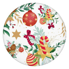 Mantel redondo elástico con diseño de árbol de Navidad de 44 pulgadas.
