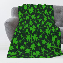Luxury Plush St. Patrick’s Shamrock Blanket, Green Clover & Gnome Design, Soft Lightweight Throw for Sofa/Bed – 60"x50", Spring Living Room