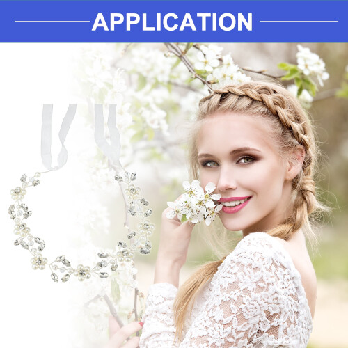 Fascia per capelli con fiori per ragazze – Argento e bianco, 33 cm 1
