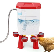 7,5 liters automatisk vattenkanna för höns med flottörkontroll, kompatibel med anka/vaktel/kalkon/kyckling – röd