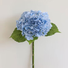 Artificial Hydrangea Flowers, 176-Petal Light Blue Faux Hydrangea With Green Leaves, For Home Decor Living Room Bedroom Office Wedding Party