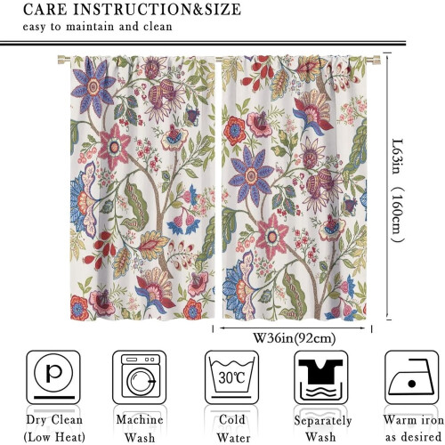 Spring Floral Curtains Bohemian Botanical Pattern 2 Panels 1