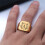 Stainless Steel Personalized Square Initial Ring Gold A 3