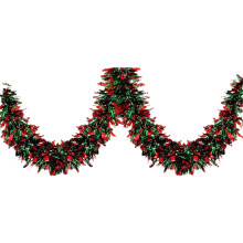 Ghirlanda natalizia di tinsel rosso e verde, ghirlanda metallica per albero di Natale, decorazioni per interni ed esterni, per la casa, il camino, le