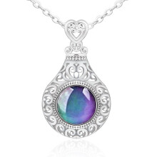 Leuke hartvormige ring die van kleur verandert, stemmings- of emotie-indicator, temperatuur-vingerring, hartvormige hanger, ketting, sieraad,