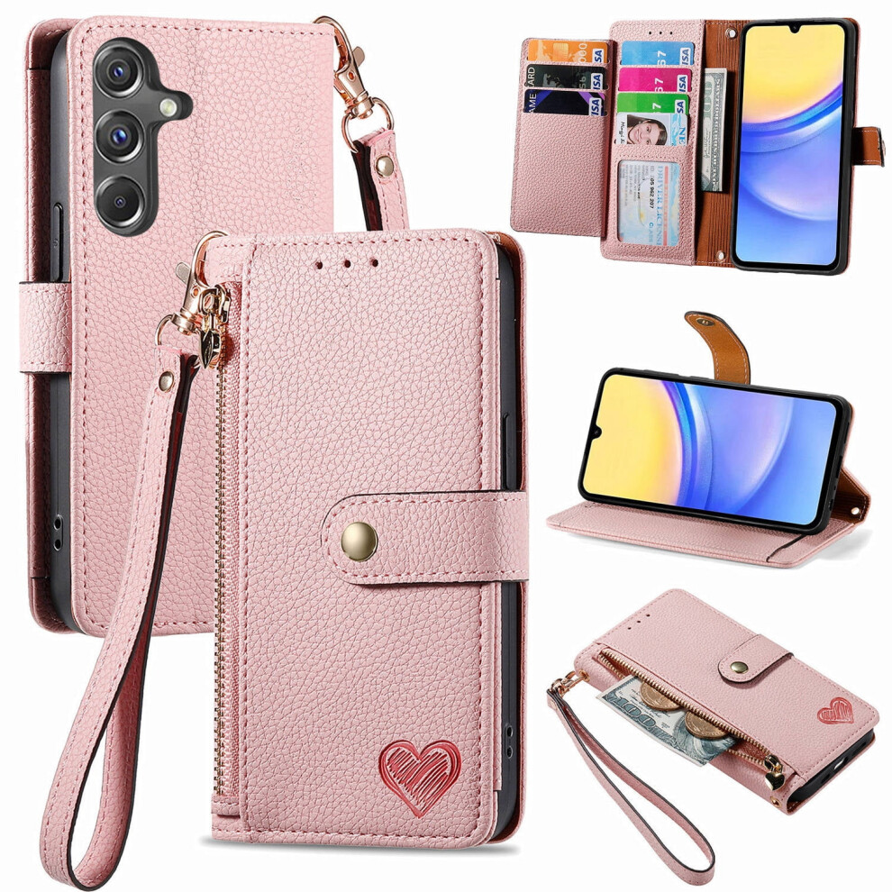 Wallet Leather Phone Case For Compatible With Samsung Galaxy A54 A34 A24 A14 Multi Card Zipper Phone Case 9489952968797
